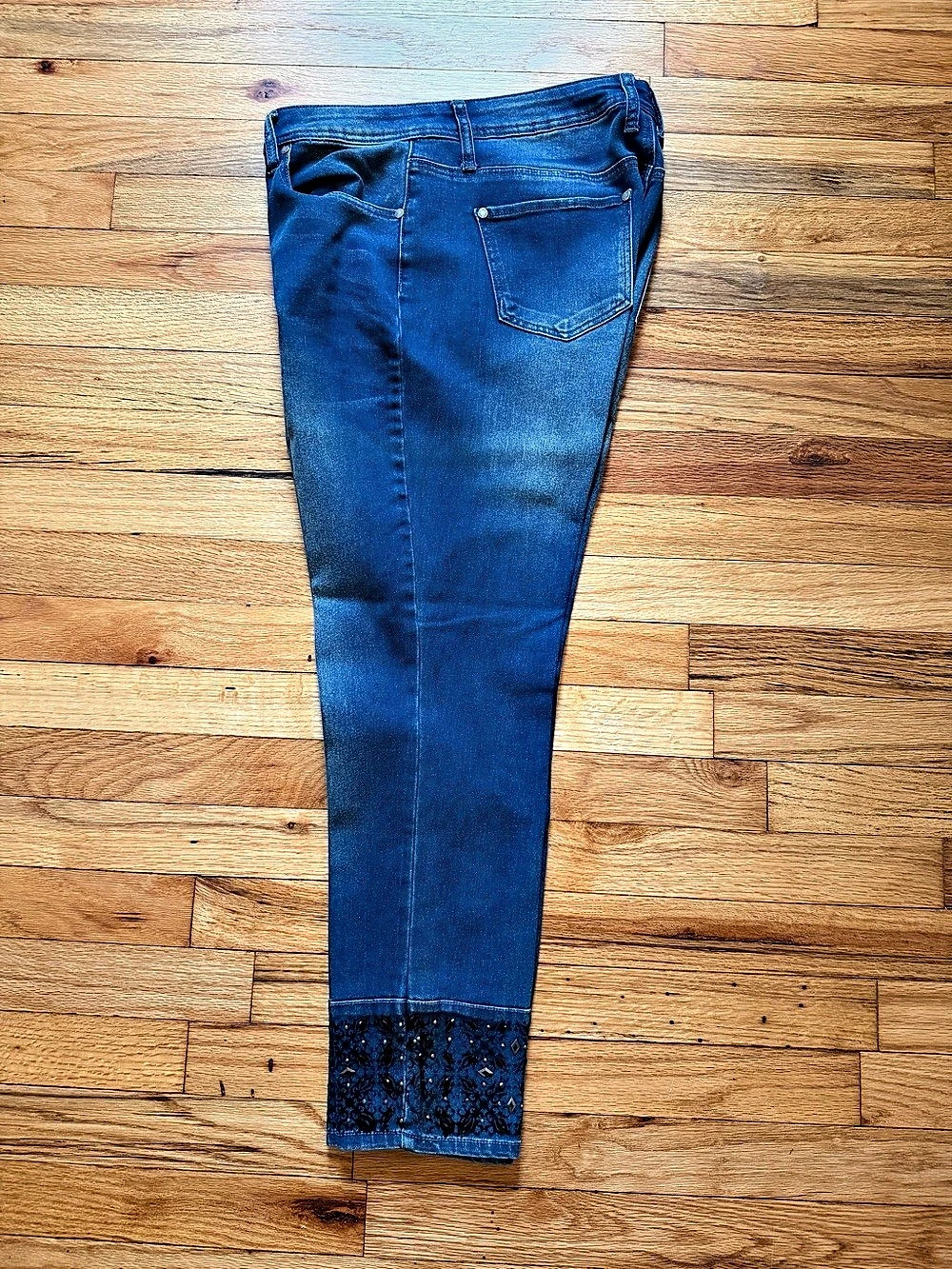 Hydraulic Embellished Skinny Jeans in Blue Waist 12